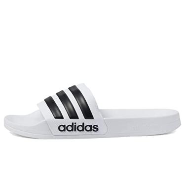 Imagem de adidas Sandália de chuveiro Adilette unissex para adultos, Branco/Núcleo preto/branco, 9