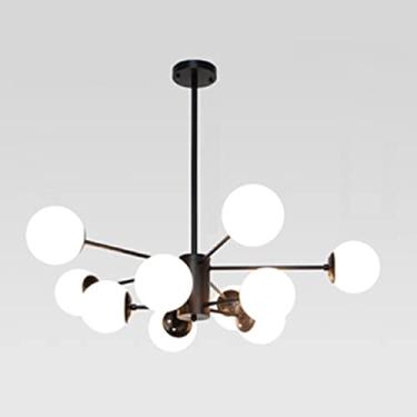 Imagem de Lustre Sala de Jantar Lustres LED Luzes Pendentes Ajustáveis Luminárias de Teto de Madeira (Cor: 6018-3 Preto, Tamanho: ABATÍBRIO BRANCO) (Cor: 6018-10 Preto,