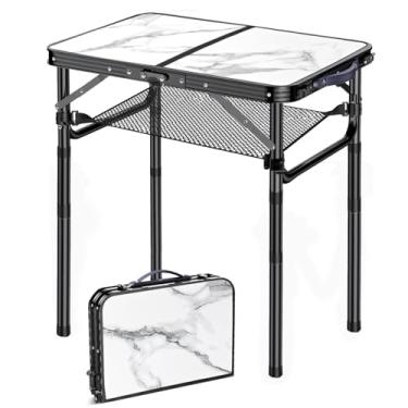 Imagem de Yriuat Bandeja de TV, bandeja de jantar de TV para comer, mesa dobrável ajustável para laptop com suporte de livros (parte superior de mármore branco)