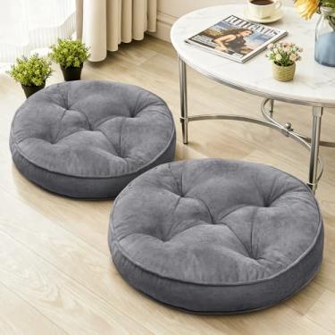 Imagem de 1 MIDDLE ONE Conjunto de 2 travesseiros de chão, almofadas de meditação de espuma de memória, almofadas de chão para adultos sentados, almofadas de assento redondas grandes para ioga, sala de estar