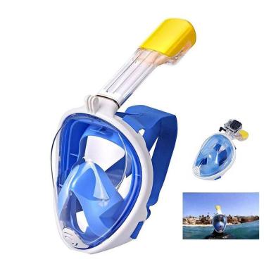 Imagem de Mascara de Mergulho Snorkel Full Face Anti Embaçamento Nataçao Piscina Praia Lazer Diversao Suporte Camera