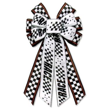 Imagem de Blinket Grande Bandeira Xadrez Preto e Branco Arco de Corrida – Borda Vermelha Arco de Bandeira de Corrida para Festa Temática de Carros de Corrida, Fitas Xadrez Preto Branco para Decoração de Festa