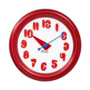Imagem de Bothyi Relógio de parede nórdico redondo decorativo mudo simples de 30 cm para pendurar relógio de arte para decoração de cozinha, casa, sala de jantar, Vermelho
