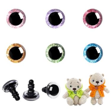Imagem de MUCUNNIA 200 peças 10 mm 3D Glitter Plástico Segurança Olhos para Amigurumi Trapézio Artesanato Crochê Olhos de Boneca com Anilhas Olhos de Animal de Pelúcia para DIY de Fantoche, Urso de Pelúcia (10