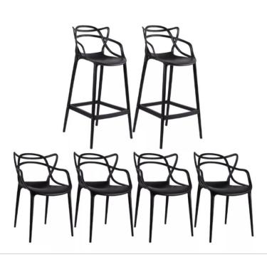 Imagem de Kit  Alegra 4 Cadeiras + 2 Banquetas Altas Ana Maria Cor da estrutura da cadeira Preto