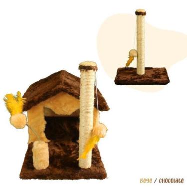 Imagem de Arranhador Casa Para Gatos Sem Rede Poste Sisal Cara de Gato Brinquedo