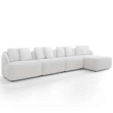 Imagem de Sofá 5 Lugares com Chaise Direito Sala Living 334cm Arlo F04 Bouclê Of