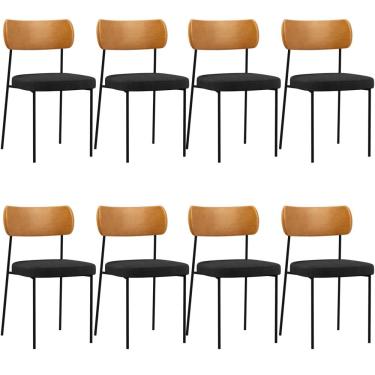 Imagem de Kit 08 Cadeiras Para Sala De Jantar Melina L02 Couríssimo Whisky Linho Chumbo - Lyam Decor