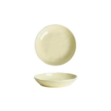 Imagem de Personalidade simples e criatividade de tigelas e pratos domésticos conjunto de cerâmica - disco "amarelo creme" de 20 cm