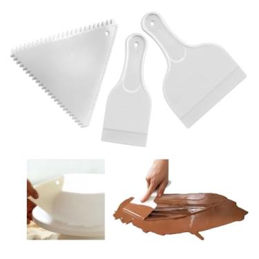 Imagem de Kit Confeiteiro Decore Fácil 3 Espátulas Para Decoração De Bolos Chantilly Cobertura Creme Recheio