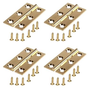 Imagem de JIQI 4 peças de dobradiças de latão sólido puro de 5 cm, dobradiças de armário dobráveis douradas com parafusos, para caixa de joias e móveis de caixa de madeira, porta de armário de gaveta