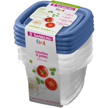 Imagem de Sanremo Fácil, Conjunto com 4 Potes para Alimentos, 200 ml, Transparente com Tampa Colorida