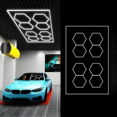 Imagem de Luz de colmeia LED academia barbearia estação de trabalho emenda hexagonal à prova d'água luz de lavagem de carro (6500K220V 568W-B)
