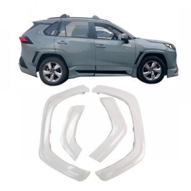 Imagem de Guarnições de roda de carro Acessórios de alargamento de arco de salto de roda compatíveis com RAV4 TRD 2019 Kit de carroceria de guarnições de para-lama de roda de sobrancelha (branco)