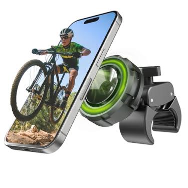 Imagem de Bracketron Suporte MagSafe para bicicleta – MagAlign MAX Suporte magnético de telefone para bicicleta, suporte de telefone no guidão com forte sucção magnética e rotação de 360°