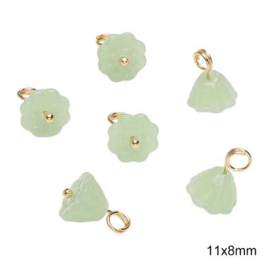 Imagem de Botão De Vidro Estilo Chinês Imitando Jade 5 Peças Feito À Mão DIY Pul