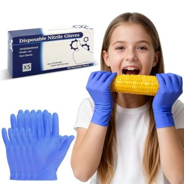 Imagem de Luvas de nitrilo descartáveis para crianças de 4 a 10 anos, adequadas para jardinagem, culinária, pintura, látex e sem pó - 100 peças (PURPLE)