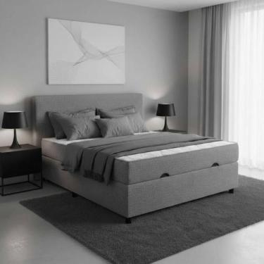 Imagem de Cama Box Casal com Colchão Embutido e Baú com Pistão a Gás - KHOUSE, c