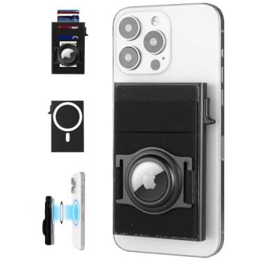 Imagem de Aibirui Carteira Slim Minimalista para Homens: Carteira MagSafe com Capacidade de 5-6 Cartões com Clipe de Dinheiro Fibra de Carbono Bolso Frontal Capa Magnética Pop Up com Suporte de Telefone para