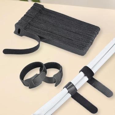 Imagem de 50 peças de abraçadeiras reutilizáveis de gancho e laço - Fixadores ajustáveis de 15 cm para organização de fios - Cabos seguros em casa, escritório