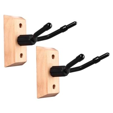 Imagem de XUXHOU Suporte de Guitarra Elétrica Gancho Base de Madeira Violino Cabide Suporte de Montagem na Parede Display Instrumento Seguro para Sala Gravação (2 pacotes)
