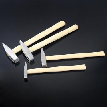 Imagem de Mini ferramentas de cabo de madeira ajustador de cabo de madeira bico de pato martelo de cabeça chata martelo de metal doméstico pequeno (300 g)