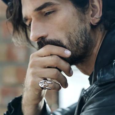 Imagem de Anel masculino com design de máscara de aço inoxidável, 07, Aço inoxidável, Sem pedra preciosa
