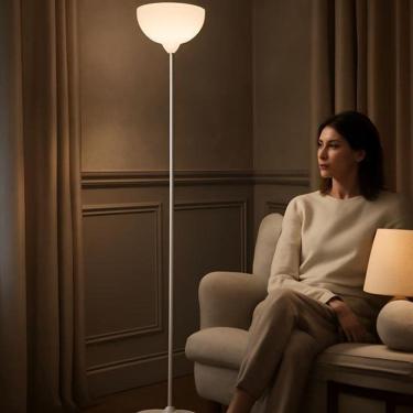 Imagem de Abajur 1 Lampada Luminária De Piso 180Cm Branco - Home Liv