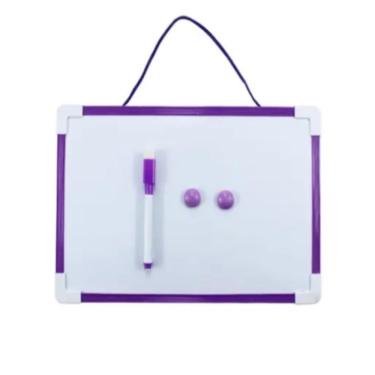 Imagem de Lousa Quadro Branco Magnetico Completa Caneta Apagador 30x20cm Porta Recados Anotacoes Casa Escritorio Escola Organizaca