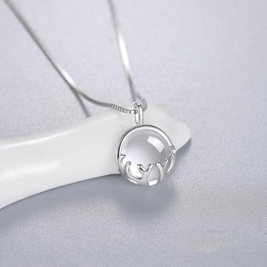 Imagem de Colar simples redondo com pingente de imitação de pedra da lua, joia feminina de festa chique, 40cm 47cm, Latão, plásticos