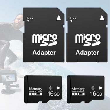 Imagem de Cartão Micro SD 16GB SDHC C10 U1, pacote com 2 cartões de memória classe 10 de alta velocidade com adaptador SD para câmera, câmera de painel, GPS, leitor de MP3, telefone