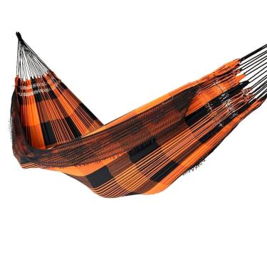Imagem de Rede de Dormir Casal Luxuosa Gigante 4,40m – 100% Algodão, Super Confortável e Resistente, Ideal para Varanda, Jardim e Descanso(LARANJA PRETO)