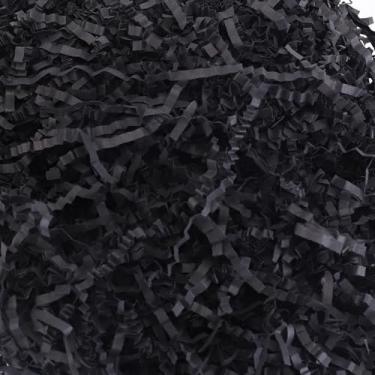 Imagem de hasumcol 1 kg – Papel desfiado cortado enrugado para cestas de caixa de presente, enchimento de papel para embalagem de Natal, aniversário, casamento, materiais (preto escuro)