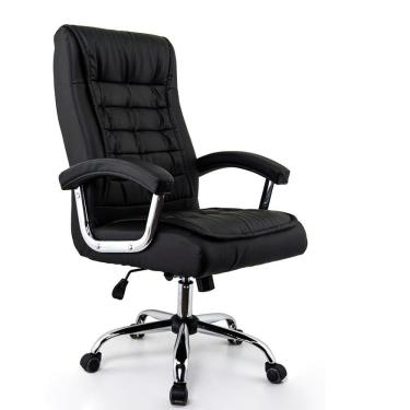 Imagem de Cadeira de Escritório Presidente Fox Base Cromada com Rodinha Molas Ensacadas Preta - UT-C351