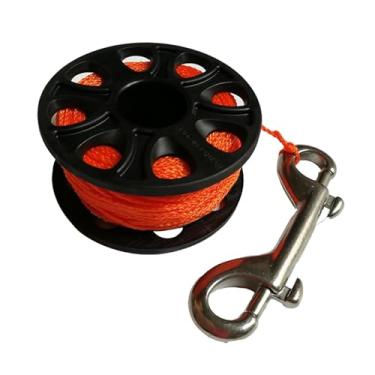 Imagem de harayaa Equipamento de carretel de mergulho autônomo 30M com parafuso de dupla extremidade e carretel de dedo para pesca submarina subaquática e mergulho, Laranja