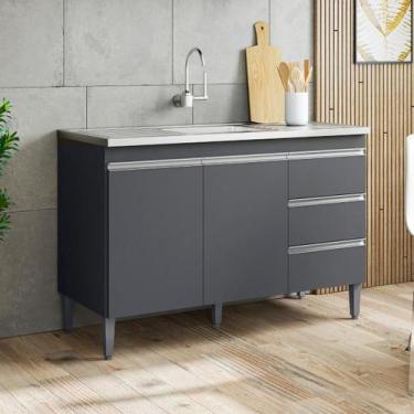 Imagem de Balcão de Cozinha Gabinete 120cm Andréia Sem Tampo AJL - AJL MÓVEIS, C