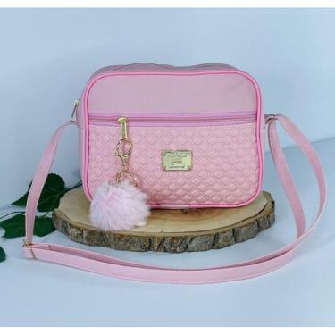 Imagem de Bolsa Feminina Alça Transversal Tira Colo Estampa Moderna Com Pompom -