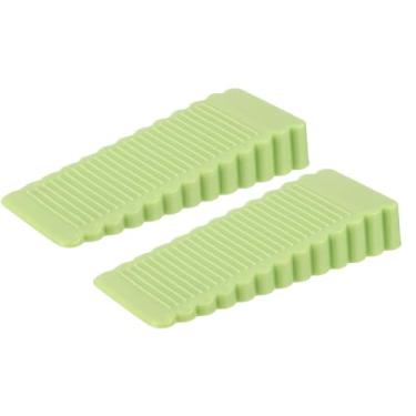 Imagem de 2 batentes de porta para parte inferior da porta, batentes de porta de 15 mm/0,59 polegadas, cunha de borracha antiderrapante, batente de janela empilhável, verde