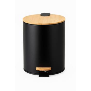 Imagem de Lixeira Com Pedal e Tampa de Bambu 12L Soft Paramount Preto