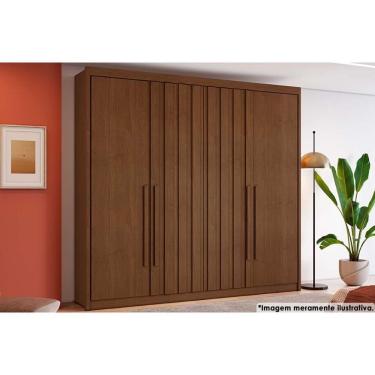 Imagem de Guarda Roupa 4 Portas (2 Ripadas) E 4 Gavetas Grécia Cacau - Conquista