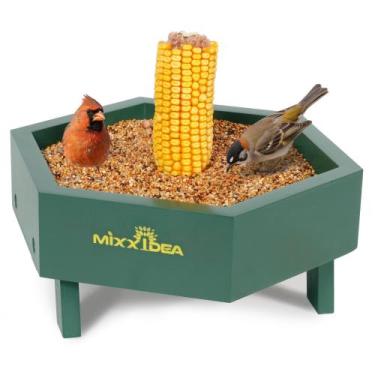 Imagem de Bird Feeder MIXIDEA Bandeja de malha de madeira verde ao ar livre - MI