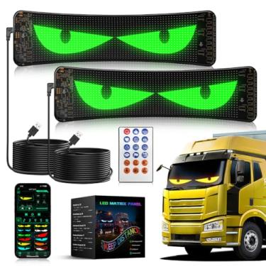 Imagem de DJWFARR Olhos de LED para para-brisas de carro, 2 peças 13,78" × 3,98 cm, tela de LED programável flexível para carros e caminhões, tela de rolagem personalizada para olhos claros, placa de carro e