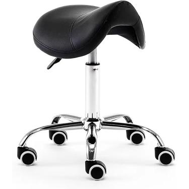 Imagem de Banco De Sela Hidráulico Sobre Rodas, Assento Giratório Moderno Para Massagem De Spa, Cadeira De Equilíbrio De Beleza Confortável Para Costas Saudáveis, Black