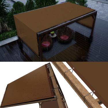Imagem de ColourTree Capa de substituição para toldo de pérgola marrom à prova d'água de 2,5 m L x 33 cm C, tecido de grau comercial 220 GSM, inclui hastes pesadas de aço inoxidável (fazemos tamanho