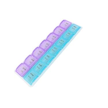 Imagem de Caixa Organizador Semanal de Comprimidos 14 Compartimentos manhã & noite – Porta-Remédios Pílulas 7 Dias – Controle Diário Medicina, Vitaminas, Suplementos • Storeasy