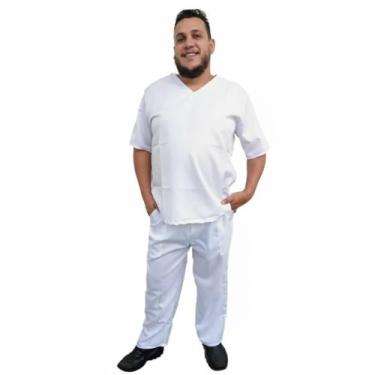 Imagem de Roupa de Ração Branca Umbanda Candomblé . Bata e Calça - folha de bamb