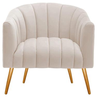 Imagem de Poltrona Decorativa Sala De Estar Recepção Senna Linho - Adj Decor Cor Bege