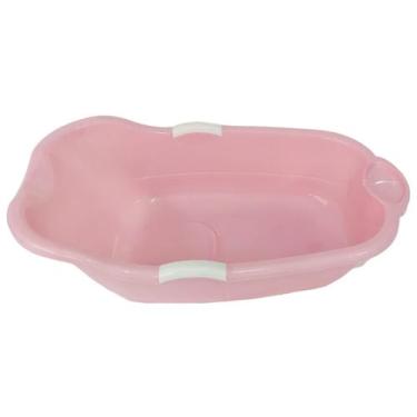 Imagem de Banheira infantil bebê com porta sabonete rosa micromax