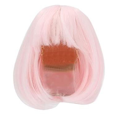 Imagem de Estink Peruca BJD Cabelo Liso Curto até Os Ombros Com Franja Reta Efeito de Uso Macio Fibra de Alta Temperatura para Boneca BJD 1/3 21-24cm (Rosa)