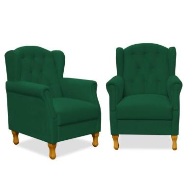 Imagem de Kit 02 Poltronas Yara P02 Suede Verde Musgo
